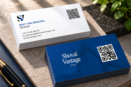 Standard business card printing sample with QR code